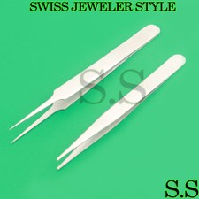 2 ASSORTED SWISS JEWELER STYLE WATCH REPAIR TOOLS FORCEPS 5 3C TWEEZERS