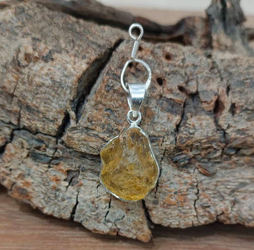 925 plata esterlina natural citrino áspero piedras preciosas colgante joyería... - Imagen 6 de 8