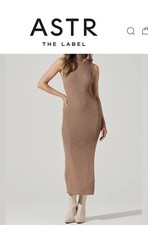 ASTR The Label Women's Textured Mock Neck Midi Dress  Brown caramel Size 2 NWT