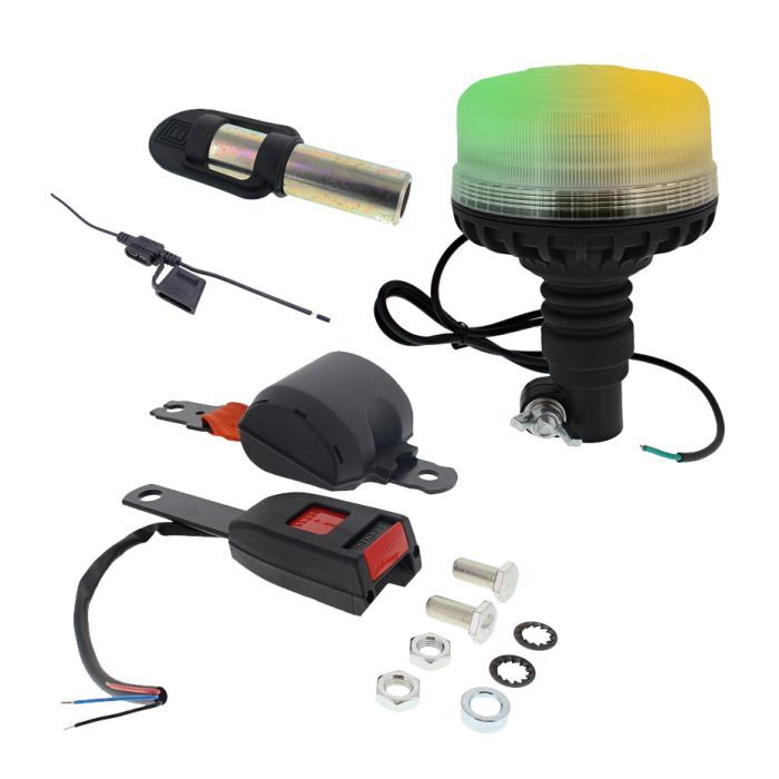 Dual Beacon Green & Amber Spigot Weld On Retractable Seat Belt Kit