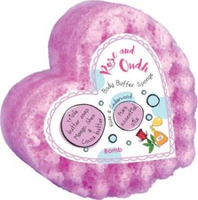 Soap Filled Sponge Exfoliating Moisturising Body Buffer Heart Rose & Cedarwood