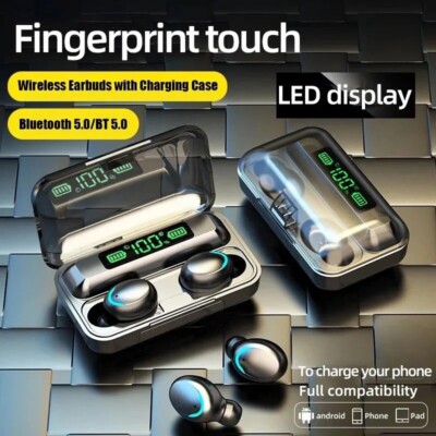 Wireless Earphones Bluetooth TWS LED Display Binaural Headset Waterproof HD NEW