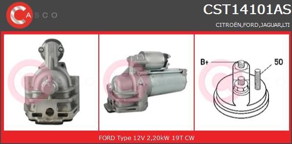 Démarreur 12V 2.2kW robuste pour moteur Ford Mondeo III 2.0 TDCI