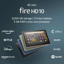 🔥Brand New 11th Gen Amazon Fire Full HD 10" 64GB Tablet Multiple Color 🔥