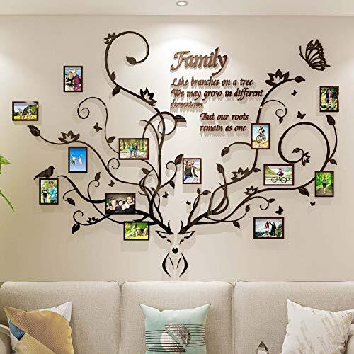 DecorSmart Antlers Family Tree Wall Decor for Living Room, 3D Removable