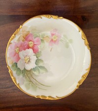 Vtg. J.P.L. Jean POUYAT LIMOGES Hand Painted Bowl w/ pink flowers FRANCE signed