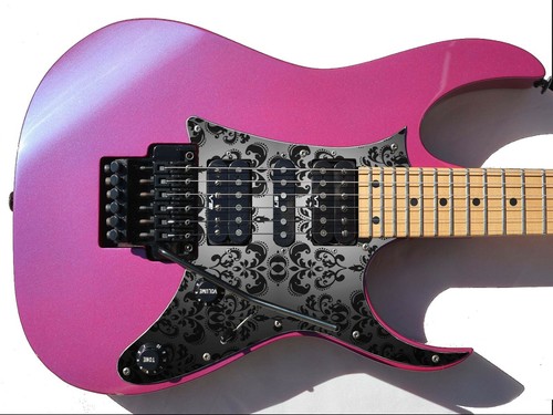Pickguard Headstock Tremolo Skin Wrap Reskin for Guitars - Black Damask 867 - Picture 4 of 35