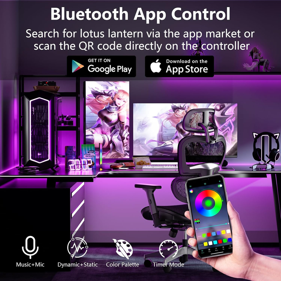 100Ft Led Lights for Bedroom, Music Sync Led Strip Lights with 44 Keys