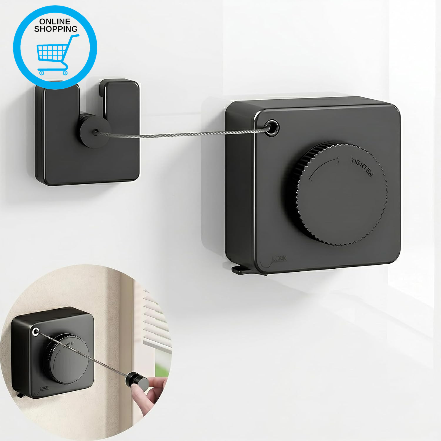 4.2M Retractable Clothesline, Non-Sag Clothesline, Indoor & Outdoor Heavy Duty R