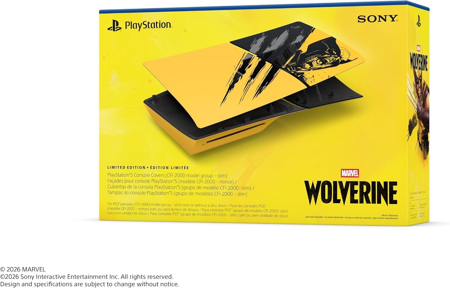 PlayStation PS5 Console Cover SLIM Marvel's Wolverine Battle Yellow Ships Now