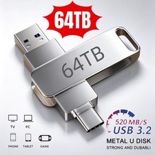 64TB USB 3.2 Flash Drive USB Memory Stick Pen Drive Phone PC Videos Android Mac