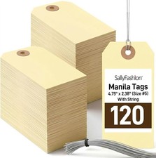 Tags with Wire, 120 PCS Manila Shipping Tags 4 3/4" X 2 3/8", Wire Labels for He