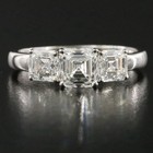 3 Stone Ring 2.00 Ct Tw Asscher Cut Diamond Engagement Platinum GIA Certified — photo 1