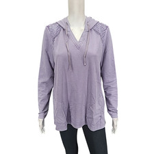 LOGO by Lori Goldstein Women's Hoodie Small Size Purple French Terry Pockets