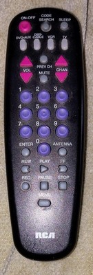 RCA Universal Remote Control RCV 45O Tested Working Black Remote Control Only.