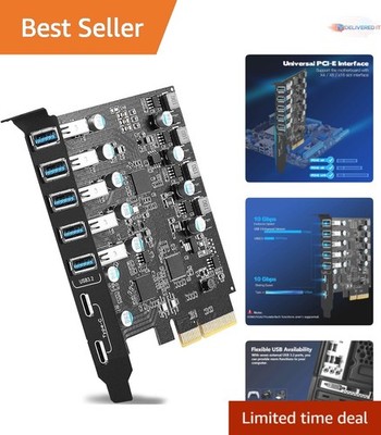 PCIe USB Expansion Card 7 Ports 10Gbps USB 3.2/3.1 Gen 2 Hub Controller Adapter