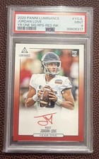 2020 Panini Luminance Year One Jordan Love RC Rookie On Card Auto Red Ink PSA 9