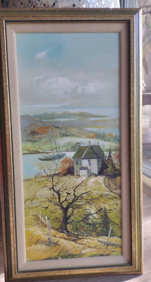 Original Joseph Purcell Oil on Board Painting 10 x 22 Signed personal Note 1969