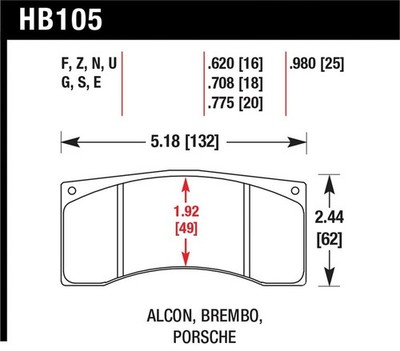 Hawk Performance DTC-60 Race Brake Pads HB105G.775 for Brembo/Alcon
