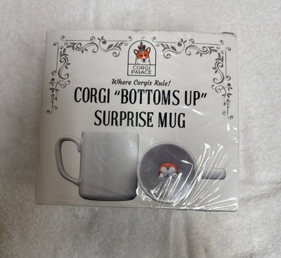 Corgi Palace Corgi ''Bottoms Up'' Surprise Mug White 13 oz UNOPENED BOX
