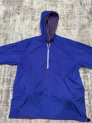 Nike Center Swoosh Track Jacket Mens Large Blue Windbreaker Reversible Athletic