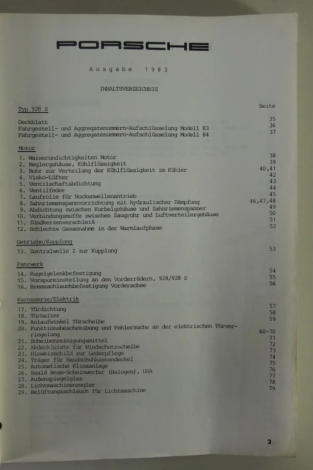 Manual De Taller Porsche 911, 944, 924, 928 Informe De Calidad De Servicio 1983 - Imagen 3 de 4