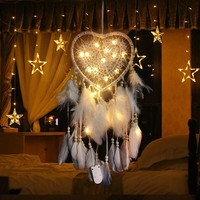 TraumfäNger Boho-Stil Handgefertigt LED Licht Wandbehang Weiß Romantische Deko
