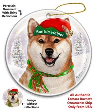 Shiba Inu Santa's Helper Holiday Ornament