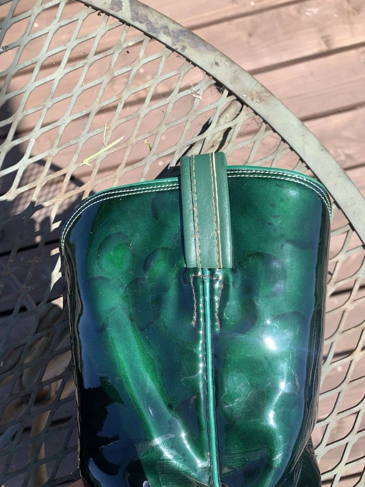 Rare 1960s Tony Lama Green Patent Leather Cowboy Boots | Vintage Western Size 5B - Image 3 of 4