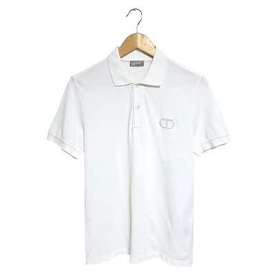 Dior Men's White Polo Shirt Size S Embroidered Logo 100% Cotton