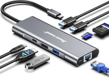 USB C Hub Ethernet,4K@60 USB-C to HDMI Hub,8in1 Multi-Port USBC Adapter Type ...