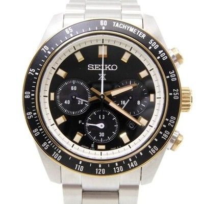 SEIKO SBDL113 Speedtimer Solar Chronograph Watch Black Gold Used Vintage