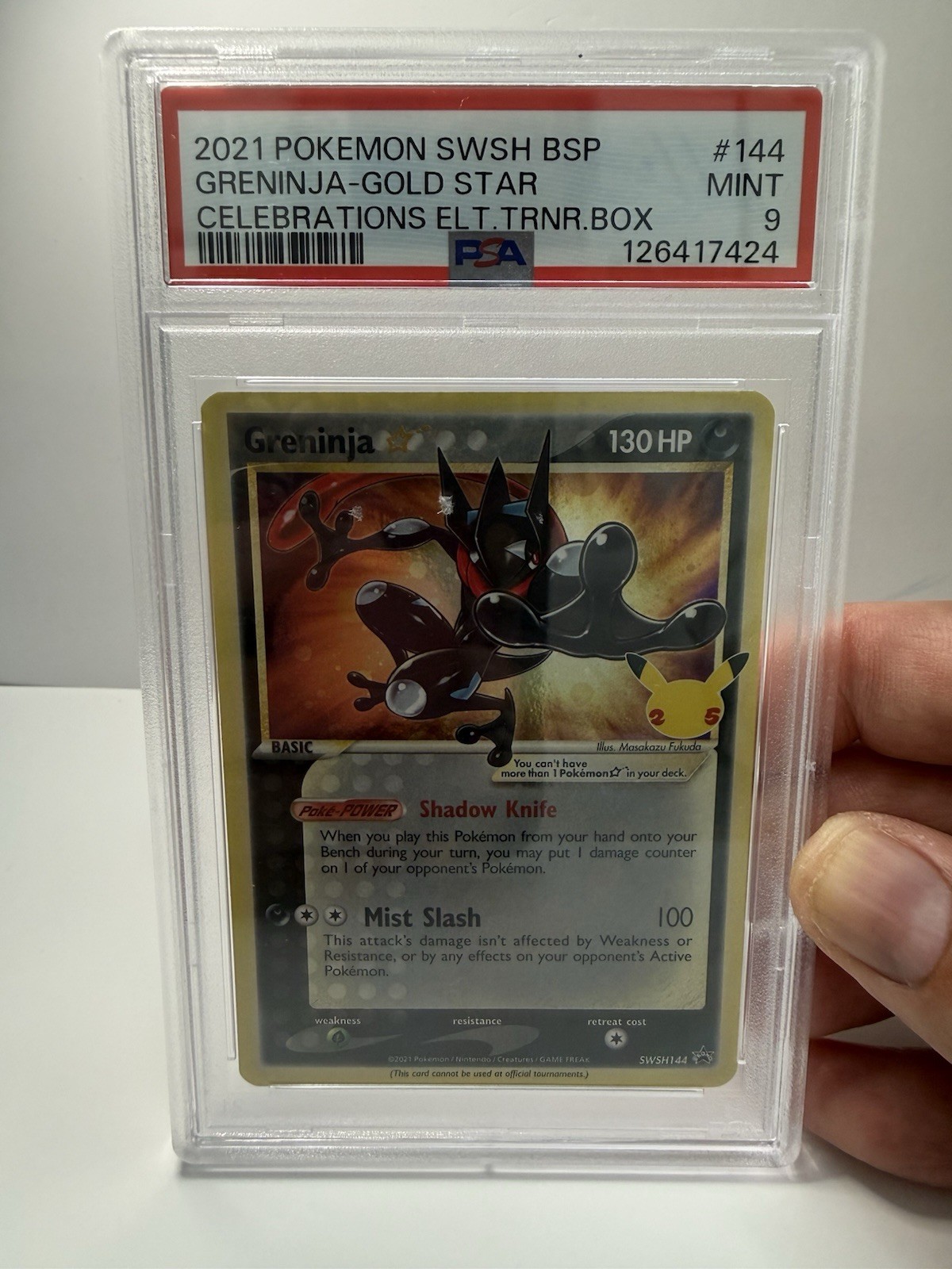 Pokémon TCG Greninja Gold Star 2021 SWSH Promo 144 Holo ( PSA 9 ) view 1