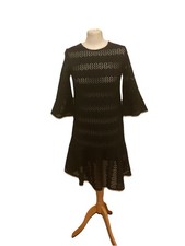 Image of BNWT new All Saints Dakota Black Ruffle broiderie anglaise lace cotton dress 8
