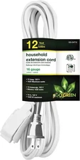 Power (GG-24712) 16/2 12' Household Extension Cord, 3 Outlets, White, 12 ft