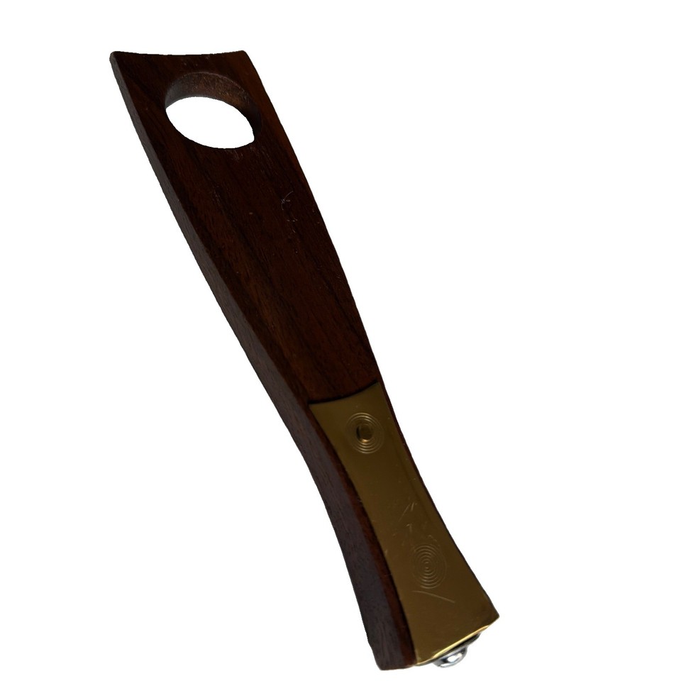 VTG Mid Century Modern Teak Brass Bottle Opener Danish Scandinavian Barware MCM