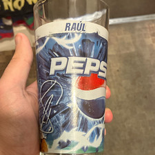 Pepsi Advertising Glass Tumbler Cup Featuring "RAÚL" Original Drinks