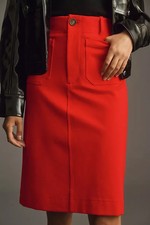 ANTHROPOLOGIE MAEVE SKIRT THE COLETTE RED SIZE MEDIUM FRONT POCKETS