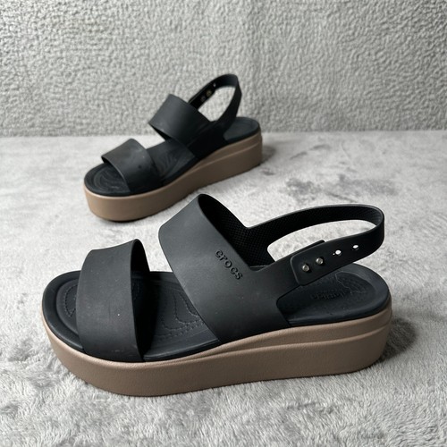 Crocs Brooklyn Low Wedge Platform Sandals Womens Black Sz 9 Beach Boho Literide