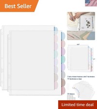 8.5x11 Clear Sheet Protectors with 8 Multicolor Tabs - 2 Sets of Organization