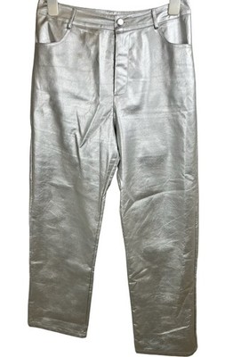 Hose Bailey Rose Größe Medium Metallic Hochglanz Silber gerades Bein Party