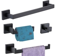 Bathroom Hardware Set 4 Piece Matte Black Bathroom Accessories Set SUS304 Tow...