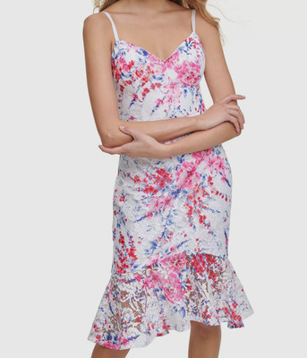 Guess Printed Lace Bodycon Fitted Sheath dress size 10