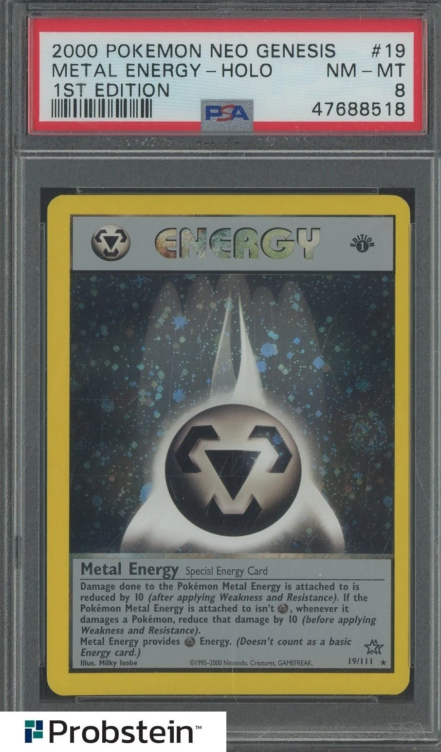 2000 Pokemon Neo Genesis 1st Edition #19 Metal Energy Holo PSA 8 NM-MT