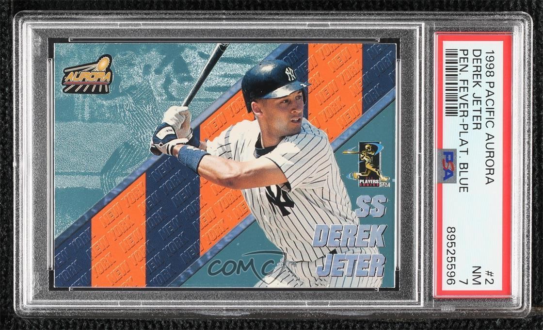 1998 Pacific Aurora Pennant Fever Platinum Blue 7/100 Derek Jeter #2 HOF 00ws