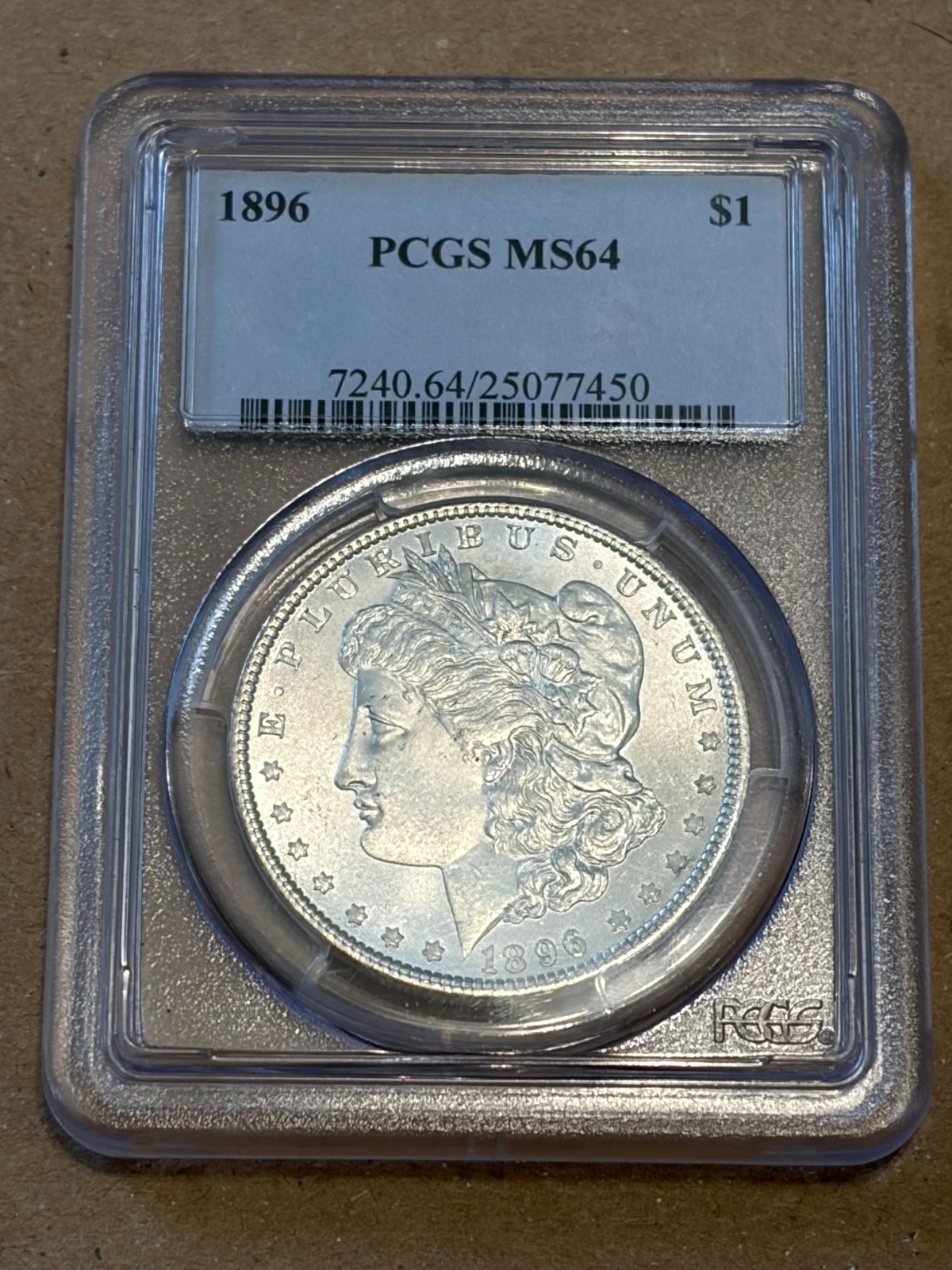 1896 $1 Morgan Silver Dollar PCGS  MS64 Free Shipping!