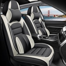 Deluxe Front Seat Covers for Hyundai Tucson Elantra Sonata Kona, Gray-White