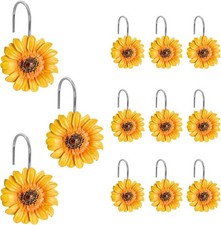 Sunflower Shower Curtain Hooks Rings, Modern Home Decorativ Rust Resistant