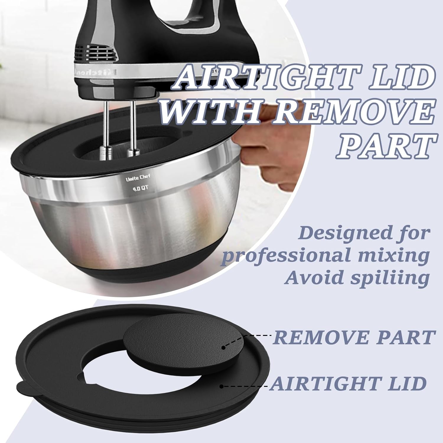 Mixing Bowls with Airtight Lids, 8PCS Stainless Steel Nesting Mixing