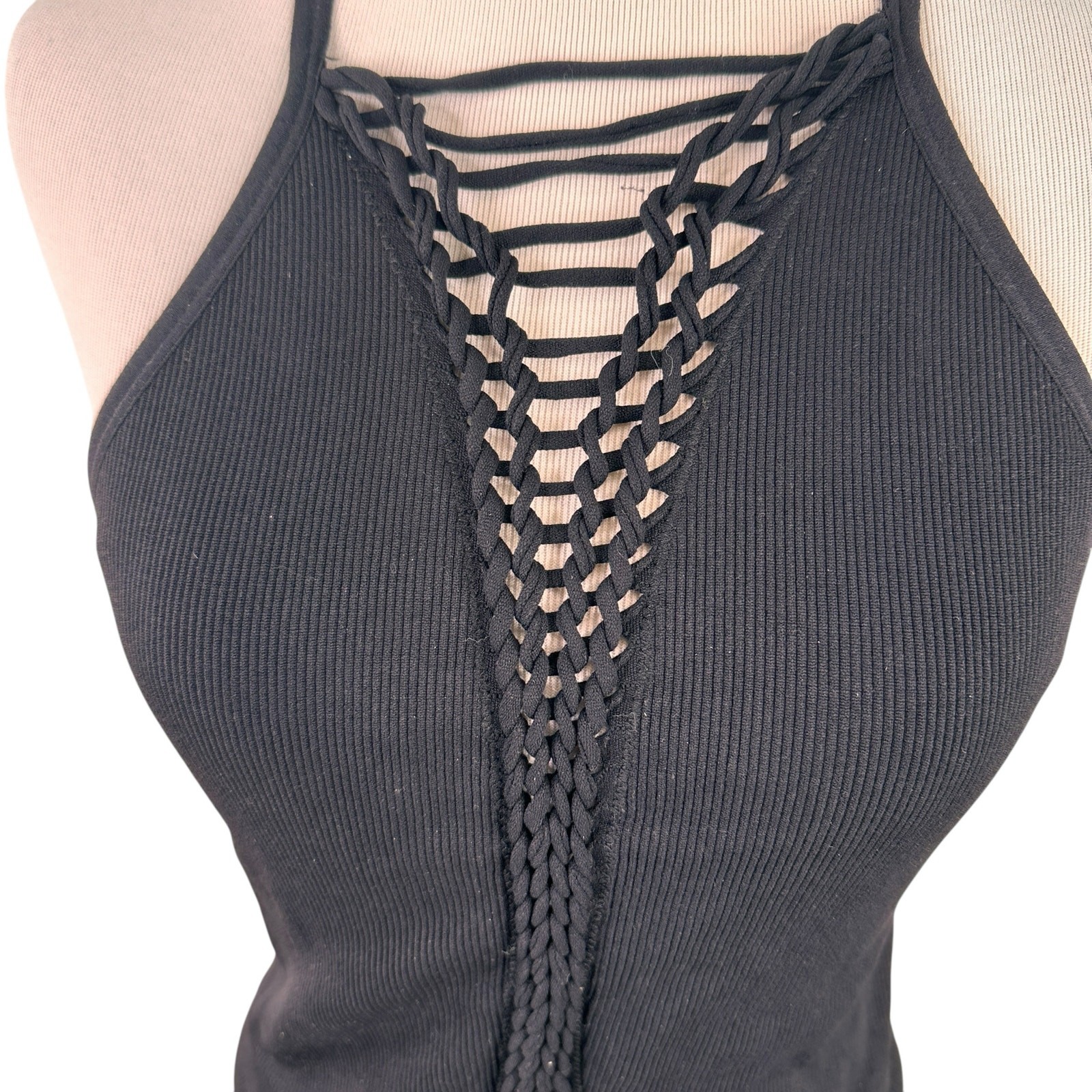 Fabletics Black Braided Ribbed Seamless Tank Top … - image 2